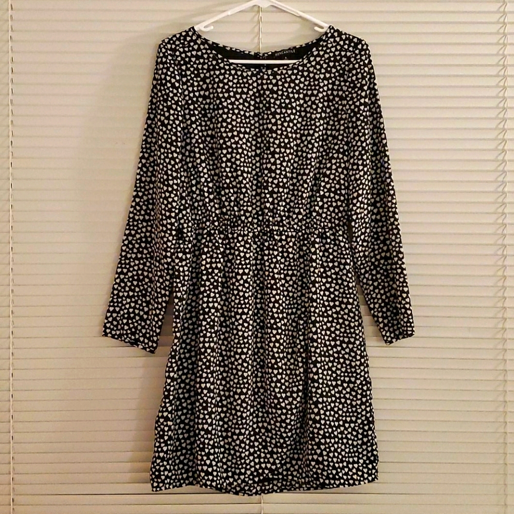 Long sleeve cute fake wrap dress